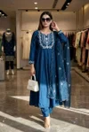 KF 658 Kalaai Chanderi Silk Embroidery Kurti With Bottom Dupatta